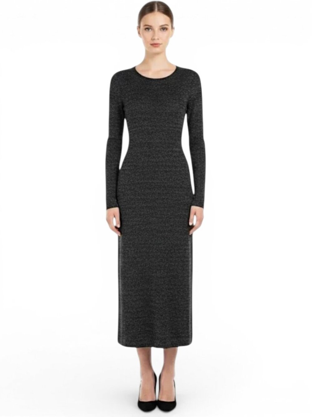Peruvian Connection Charcoal Gray Marled Baby Alpaca Maxi Sweater Dress New L